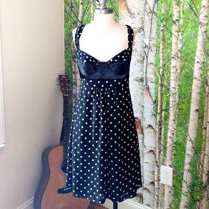 Vintage Y2K Guess Black Polka Dot Quilted Bustier Dress